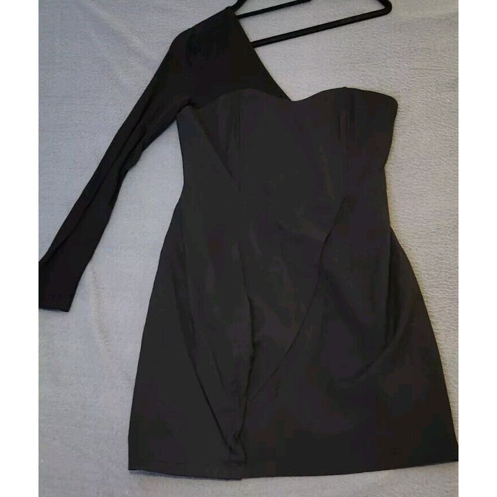 Blaque Label Black Women Dress One Shoulder Lined Corset Top Sz L Classy NWT